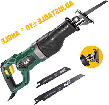 Sierra Sable, TECCPO 1050W Sierra Alternativa 240V con 2500SPM, Profundidad de Corte:150mm (Madera), 5mm (Metal), Carrera de Corte de 28 mm, Incluye 3 Hojas, Cambio de Hojas sin Herramienta -TARS24P