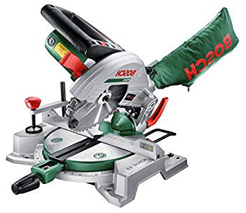 Bosch PCM 8 - Ingletadora en caja de cartón (Pinza, disco de sierra Optiline Wood, saco para polvo, 1.200 W)