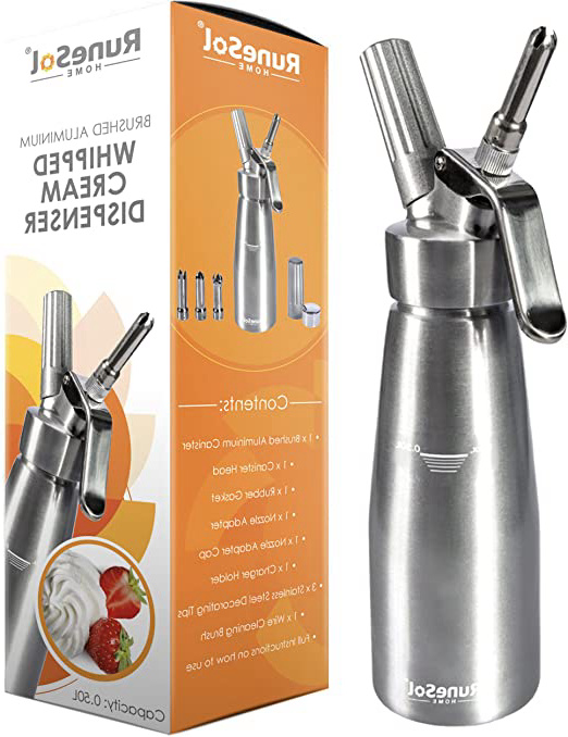 Profesional de nata | dispensador de nata montada + 3 boquillas para de acero inoxidable | hace crema, helado y mucho más. | aluminio reforzado hilos | utiliza cartuchos de N20 (no incluido)