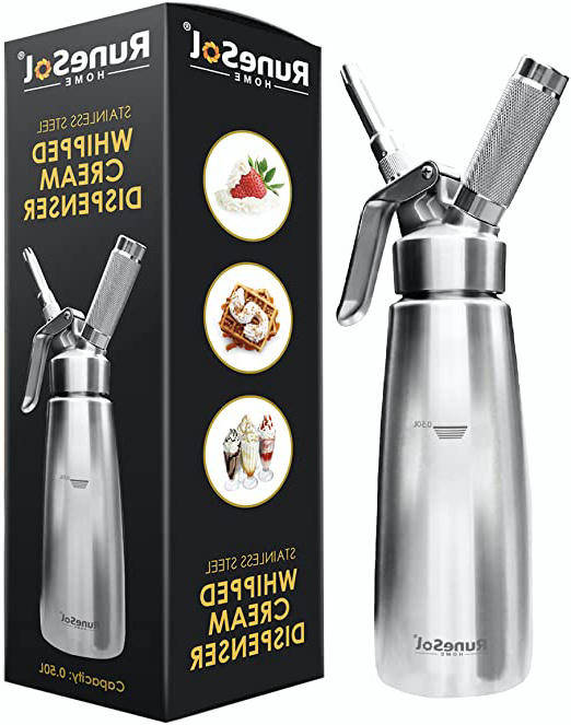 Sifón Cocina Espumas, Acero Inoxidable | Sifón de Nata + 3 boquillas Decorativas de Acero Inoxidable | Sifón de Crema Batida, para Hacer cremas, Helados y más | utiliza cartuchos de N20 (no incluido)