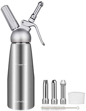 upstartech Sifón de Aluminio dispensador de Crema Batida y Mousse de sifón para Catering para Espumas y Nata 500ml by