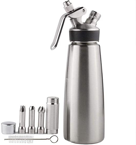 Sivaphe sifon cocina de espuma Dispensador de crema de nata acero inoxidable profesional 3 boquillas para el postre de fiesta amigos casa, regalo de mujer(500ml,cápsulas N20 no incluidos)