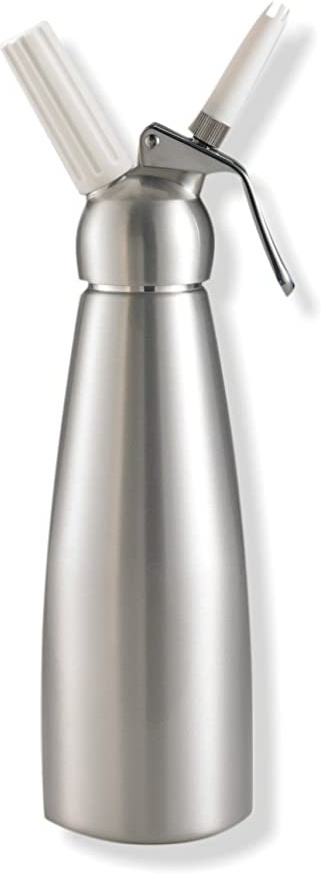 Impeccable Culinary Objects (ICO) Sifón de cocina profesional para crema montada. Dispensador de espumas y cremas fría y caliente. Cabeza y botella de Aluminio. 1 litro.