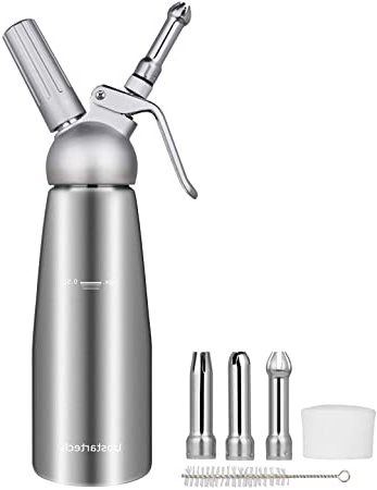 upstartech Sifón de Aluminio dispensador de Crema Batida y Mousse de sifón para Catering para Espumas y Nata 500ml by