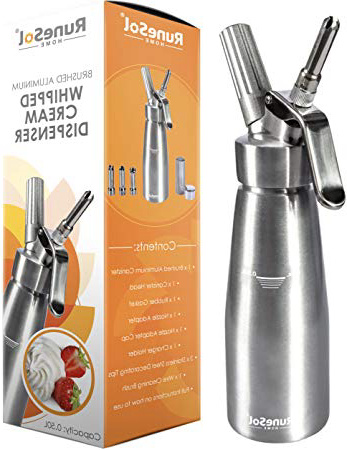 Profesional de nata | dispensador de nata montada + 3 boquillas para de acero inoxidable | hace crema, helado y mucho más. | aluminio reforzado hilos | utiliza cartuchos de N20 (no incluido)