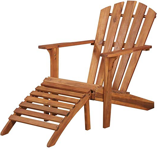 vidaXL Madera Acacia Maciza Silla de Jardín Adirondack con Reposapiés Terraza