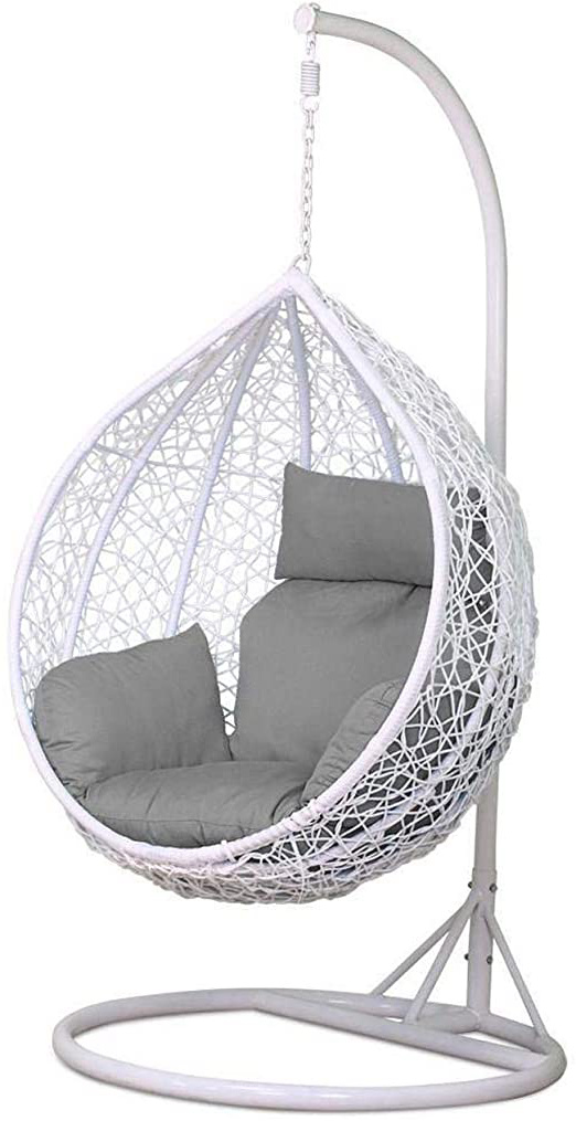 Harrier Silla Colgante para el Jardín – 2 Tamaños | Balancín Columpio Ideal para Usar al Interior o al Exterior – Asiento Cojines (Una Plaza, Blanco/Gris)