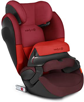 Cybex - Silla de coche grupo 1/2/3 Pallas M-Fix SL, silla de coche 2 en 1 para niños, para coches con y sin ISOFIX, 9-36 kg, desde los 9 meses hasta los 12 años aprox.Rumba Red