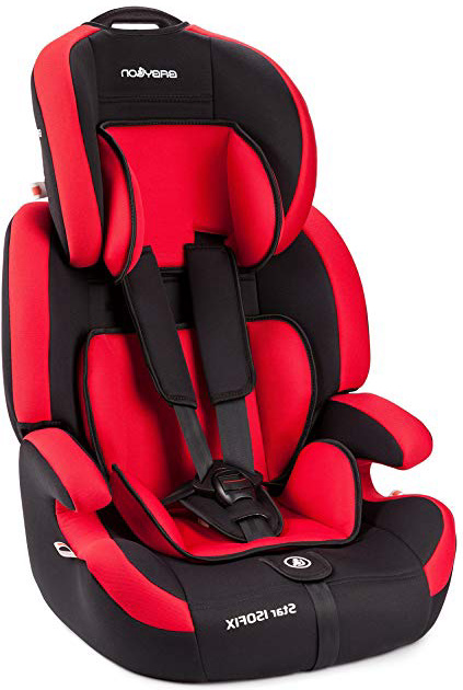 Babylon Star ISOFIX Silla de coche para niños 9-36 kg grupo 1-2-3, fabricada en Europa, color rojo