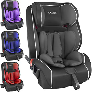 XOMAX HQ668 Silla de coche ISOFIX Grupo 1/2/3 con portabotellas I creciendo con el niño: 1-12 años, 9-36kg I cinturón de 5 puntos y cinturón de 3 puntos I funda extraíble y lavable I ECE R44/04