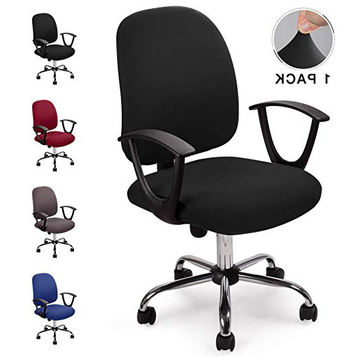 Eckonaver Fundas para sillas Oficina Cubierta de la Silla Fundas Elástica Funda Elástica para Silla Removible Modernas Estilo Simplista Funda de Silla Funda Universal para Silla giratoria (Negro, 1)