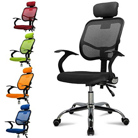 FEMOR Sillas de ordenador Sillas de Escritorio Sillas Giratorio con 360 Grados Altura Ajustable Capacidad de Carga Hasta 130 kg Diseño Ergonómico con Ruedas Fuertes Tela de malla Color Negro