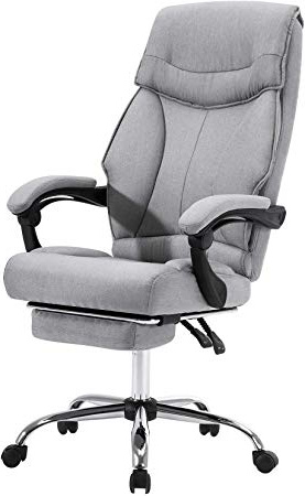 EUGAD Silla Escritorio Tela Silla Gamer Silla de Oficina Silla Gaming de Ergonómica Taburete de Escritorio Gaming Silla Gris Claro