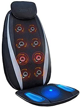 ARONT Shiastu Espalda Masajeador Masajeador Asiento Cojín con Función de Calor y Vibración, Silla de Masaje Eléctrico de 3 Zonas, Control-espalda Entera, Uso en Casa, Oficina y Coche