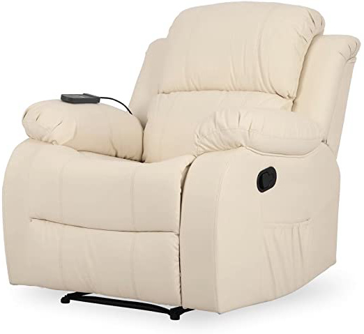 Novohogar Sillón de Masaje Coliseum Sistema de Calor Lumbar y 10 Motores Que Cubren Las 4 Zonas Corporales (Crema)