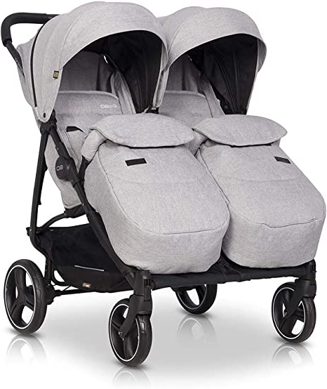 Silla de Paseo Domino Twin - 2020 Modelo actualizado de Carro Gemelar - Silla de Paseo bebe tiene cubiertas de las piernas, orientación del padre, mango ajustable, cubierta de lluvia