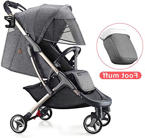Hot Mom silla de paseo ligera silla de paseo ligera silla de paseo adecuada para viajar, 2020 Nueva versión mejorada con toldo extra grande anti-UV y protección para los pies (Gris)