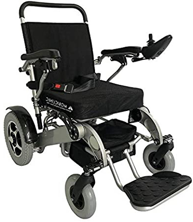 Mobiclinic, modelo Troya, Silla de ruedas eléctrica, plegable, acero, con motor, para discapacitados, minusválidos, ancianos, ortopedica, para mayores, asiento 45 cm, autonomía 17 km, 24V, Azul
