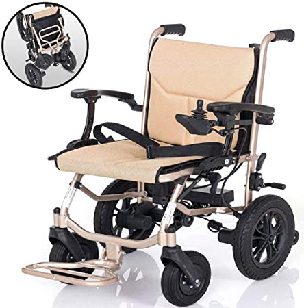 CANDYANA Silla de Ruedas eléctrica Plegable Silla de Ruedas eléctrica Ligero 16Kg Batería de Litio extraíble Pasamanos Protección Doble