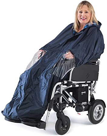 Capa para silla de ruedas eléctrica, impermeable y con forro de algodón, longitud completa
