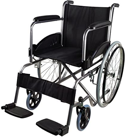 Mobiclinic, modelo Alcazaba, Silla de ruedas para minusválidos, premium, manual, plegable, ortopédica, de aluminio, freno en manetas, reposapiés, reposabrazos, color Negro, asiento, ultraligera