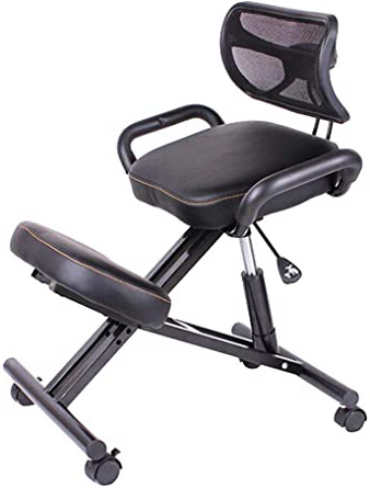 TOPQSC Silla de Rodillas ergonómica, Marco de Postura de heces ortopédicas Silla de PU Cuero Taburete Ajustable de Altura para arrodillarse, Buena Postura para el hogar/Oficina Capacidad de 330 lbs