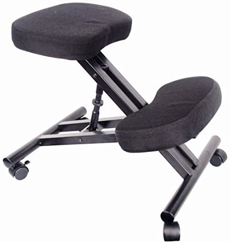 Spetedo - Silla ergonómica para ordenador, con reposarrodillas, ruedas, revestimiento de tela acolchada, altura ajustable