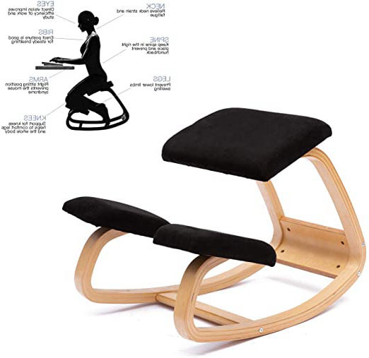 ENMSPLUS Sillas ergonómicas de Rodillas Grande Home Office Silla de Escritorio-Colores múltiples (Gamuza Negro)