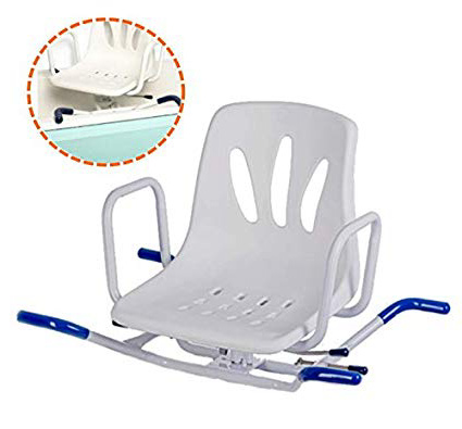 Pack OrtoPrime Silla Bañera Giratoria 360º - Asiento Giratorio para Ancianos o Discapacitados - Silla para Bañera Ortopédica con Respaldo y Reposabrazos - 24 Esponjas Jabonosas Desechables Incluidas