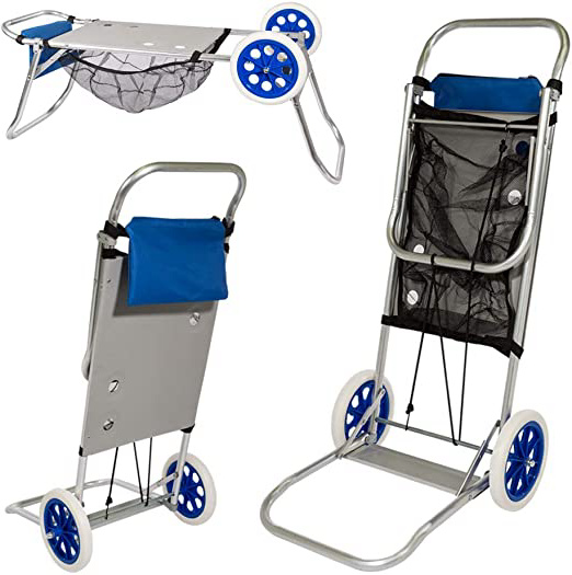 Aktive 53928 Carro portasillas playa aluminio Beach, 52 x 37 x 105 cm