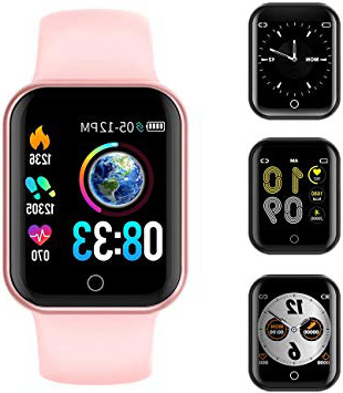 Smartwatch, KUNGIX Reloj Inteligente Impermeable IP68 Pulsera de Actividad Inteligente con Monitor de Sueño Pulsómetros Podómetro Contador de Caloría, para Hombre Mujer niños (Rosa)