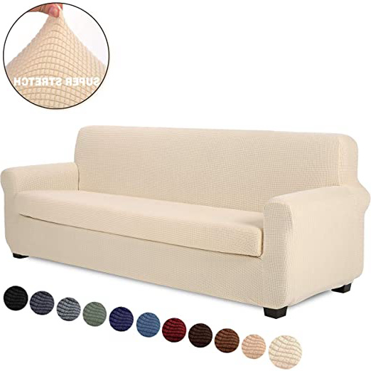 TIANSHU Funda Sofa 4 Plazas,2-Piezas Jacquard poliéster Funda de Sofá 4 Plazas elasticas Suaves Resistentes(4 Plazas,Marfil)