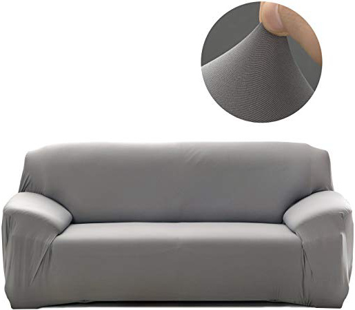 Cornasee Funda de sofá Elastica 4 plazas,Cubierta para sofá con Cuerda de fijación,Gris