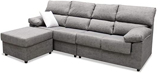 Mueble Sofa ChaiseLongue, Subida Domicilio, Cuatro plazas, Color Gris, cheslong Anti Manchas ref-07