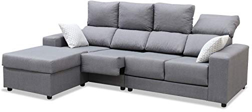 Mueble Sofa Chaiselongue, Subida Domicilio, 4 Plazas, Color Gris, Extensible y Reclinable, ref-126