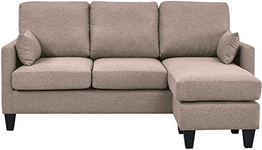 Astan Hogar Sofá Cama 3 Plazas Con Chaise Longe, Tapizado Tela. Modelo Lena AH-AR40700AR, ARENA,