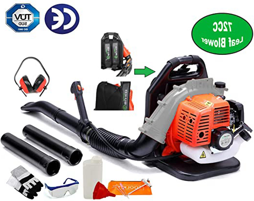 BU-KO 72CC Soplador de Hojas con Mochila de Gasolina - Potente Motor enfriado por Aire de 2 Tiempos - Ligero con Correas de Soporte Acolchadas Nuevas y mejoradas Mientras se USA - Equipo de Seguridad