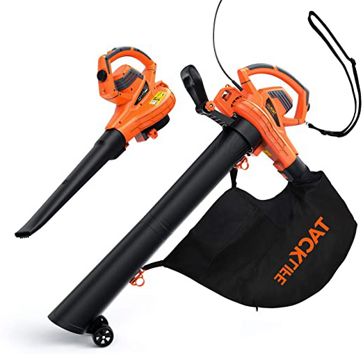 TACKLIFE 【Selección Primavera】 Soplador, Aspirador y Triturador de Hojas, 3000W, Velocidad del Aire 280 km/h, Volumen de Aire 14 m³/h, Relación de Trituración Alcanzar 15: 1, Bolsa Ecológica de 45L