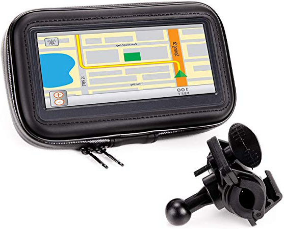 Soporte y Carcasa Impermeable para el Móvil o GPS en Moto Bicicleta o Scooter con visión 360 y pantalla táctil por USA GEAR / Perfecto para moviles y GPS de hasta 6 pulgadas / Compatible con Iphone, Samsung, BQ, Motorola