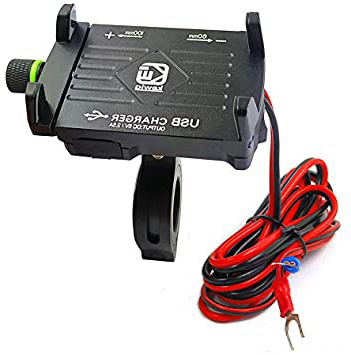 YGL Soporte de Aluminio del Teléfono de La Motocicleta con 5V 2.5A Puerto de Carga USB Soporte Universal para teléfono Celular para Apple iPhone, Samsung Galaxy, LG, HTC, Nexus (Negro)