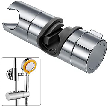 Soporte de ducha Joyoldelf Ajustable 18-25mm ABS Cabezal de ducha Deslizante Repuesto para cabezal Cursor Brazo de sujeción 360° Rotar Bracket, Cromado