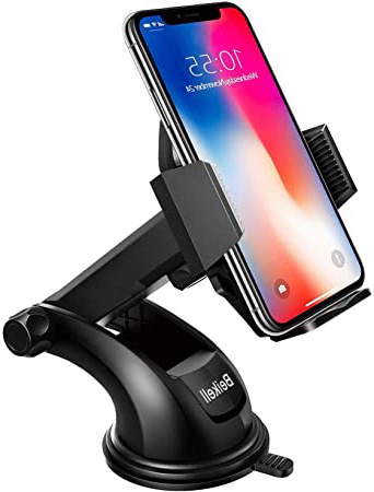Soporte Móvil Coche, Beikell Soporte del Coche Móvil Universal para Parabrisas y Salpicadero con Ventosa de Gel Fuerte y Brazo Ajustable Giro 360 Grado para iPhone X/8/7/6/ Samsung S7/S8 y Más