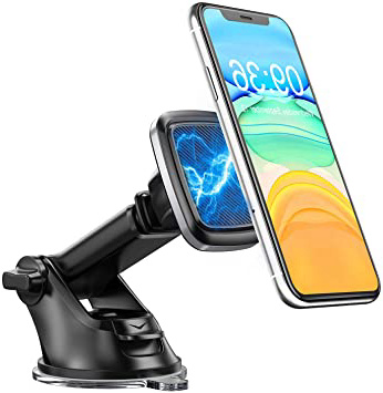 Bovon Soporte Móvil para Coche, 360° Rotación Magnético Salpicadero Soporte Móvil para Coche con Brazo Ajustable, Universal Soporte Telefono Coche con Ventosa Fuerte para iPhone, Samsung, HTC, etc.
