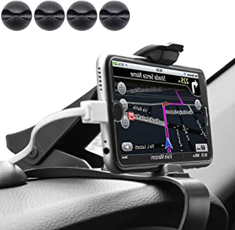 ZOORE Soporte Teléfono Coche para Salpicadero, HUD Soporte Móvil Coche GPS, Pinza Fuerte de Base Titular Móvil Vehícul Compatible iPhone 6/6s/5/7/8Plus/X, Huawei, Samsung, HTC LG 3.0"a 6.5" - Negro