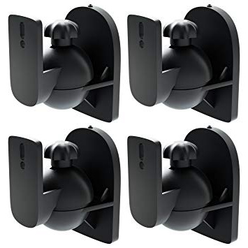 deleyCON 4X Soporte Universal para Altavoces y Bafles de Grado de Rotación + Inclinación hasta 3,5kg de Carga Instalación en Paredes y Techos - Negro