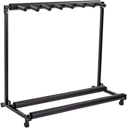 Display4top 7 vías Guitarra del Estante del Soporte - Soporte de guitarra portátil negro. Funda para acústica clásica, eléctrica, bajo