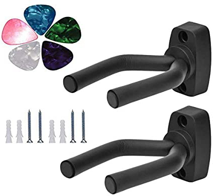 Soporte Oporte Pared Guitarra 2 Piezas Guitar Hanger Hakenhalter Wandhalterung Colgador Eléctrica Acustica Tamaño Ajustable Para Colgar Perchero(púa de guitarra 5 pack)