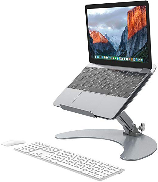 Slypnos - Soporte de Portátil Ergonomía Ajustable para Macbook Ordenador Portátil, Laptop, Tableta, Libros, Hecho de Aleación de Aluminio para Refresco y Durable - Plata