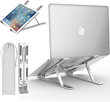ivoler. Soporte Portátil Mesa 6 Ángulos Ajustables, Aleación de Aluminio, Soporte Ordenador Portatil Ventilado Plegable para 10-15.6”Macbook, DELL, Chrome, Otros Portátiles y Tableta - Plata