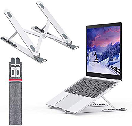 Nulaxy Laptop Stand, Soporte Portatil Mesa Aluminio Ergonomico, Elevador Ventilado para Macbook, iPad y DELL, HP, Samsung, Lenovo, Ajustables Portátiles de 10 Pulgadas a 15.6 Pulgadas, Plateado